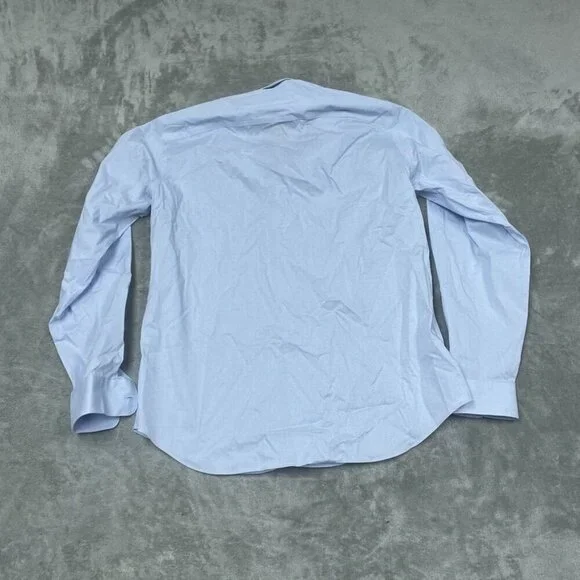 Calvin Klein Regular Fit Wrinkle Free Stretch Dress Shirt L Blue 6871 - Picture 8 of 9